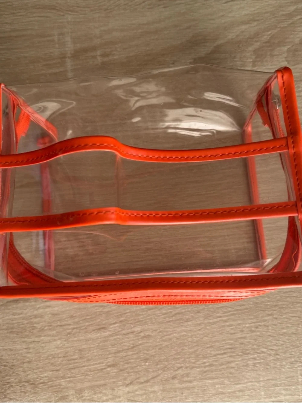Clear Orange-Trim Cosmetic Organizer Bag